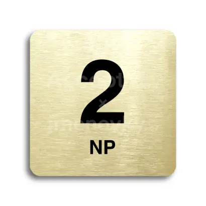 Piktogram "2 nadzemní podlaží" - zlatá tabulka - černý tisk bez rámečku