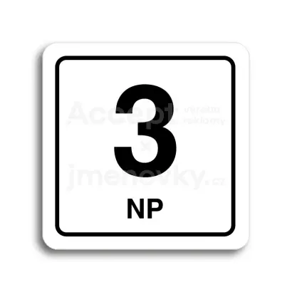 Piktogram "3 nadzemní podlaží" - bílá tabulka - černý tisk