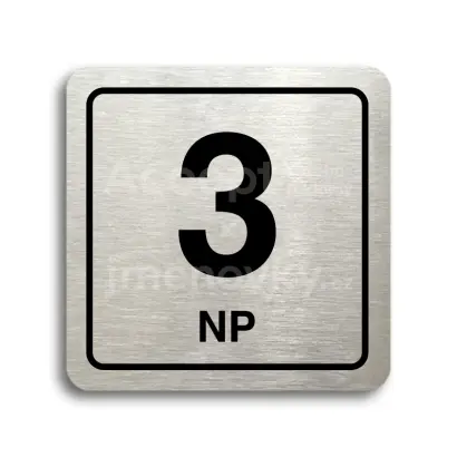 Piktogram "3 nadzemní podlaží" - stříbrná tabulka - černý tisk