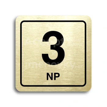 Piktogram "3 nadzemní podlaží" - zlatá tabulka - černý tisk