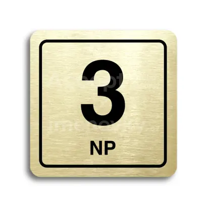 Piktogram "3 nadzemní podlaží" - zlatá tabulka - černý tisk