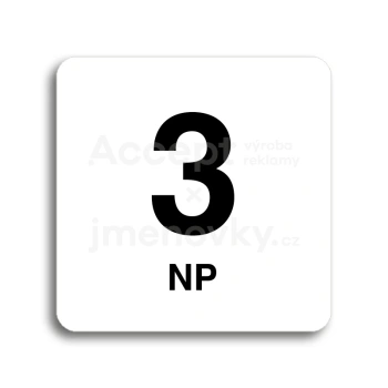 Piktogram "3 nadzemní podlaží" - bílá tabulka - černý tisk bez rámečku