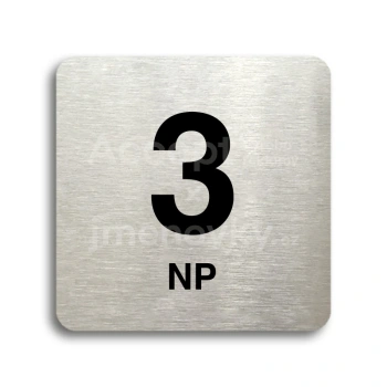 Piktogram "3 nadzemní podlaží" - stříbrná tabulka - černý tisk bez rámečku
