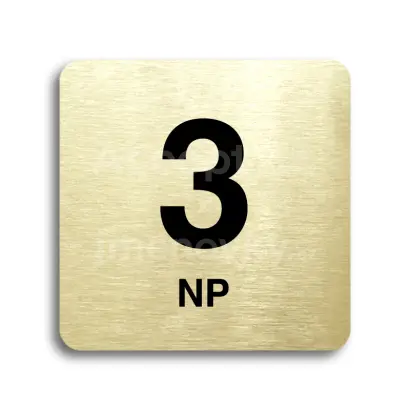Piktogram "3 nadzemní podlaží" - zlatá tabulka - černý tisk bez rámečku