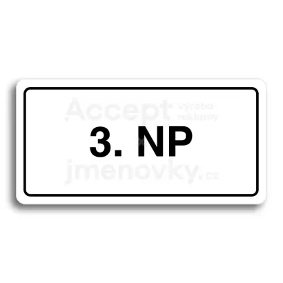 Piktogram "3. NADZEMNÍ PODLAŽÍ" - bílá tabulka - černý tisk