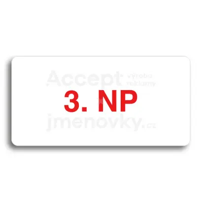 Piktogram "3. NADZEMNÍ PODLAŽÍ" - bílá tabulka - barevný tisk bez rámečku