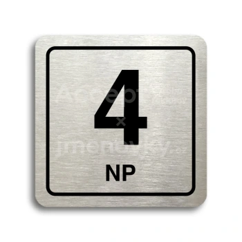 Piktogram "4 nadzemní podlaží" - stříbrná tabulka - černý tisk