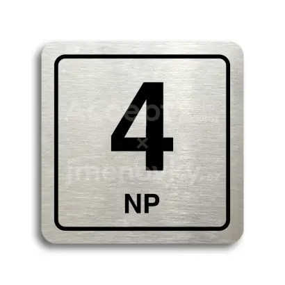 Piktogram "4 nadzemní podlaží" - stříbrná tabulka - černý tisk
