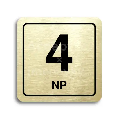 Piktogram "4 nadzemní podlaží" - zlatá tabulka - černý tisk