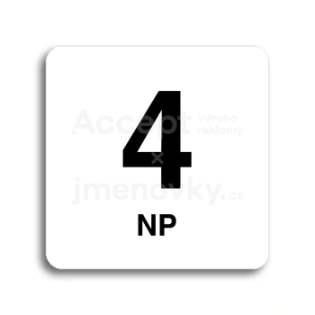 Piktogram "4 nadzemní podlaží" - bílá tabulka - černý tisk bez rámečku