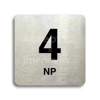Piktogram "4 nadzemní podlaží" - stříbrná tabulka - černý tisk bez rámečku