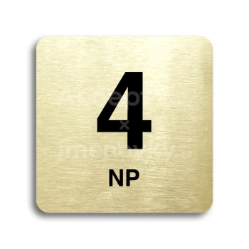 Piktogram "4 nadzemní podlaží" - zlatá tabulka - černý tisk bez rámečku