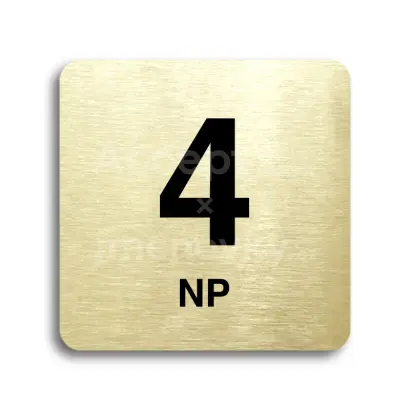 Piktogram "4 nadzemní podlaží" - zlatá tabulka - černý tisk bez rámečku
