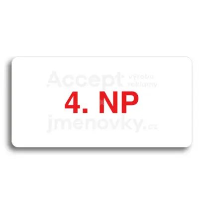 Piktogram "4. NADZEMNÍ PODLAŽÍ" - bílá tabulka - barevný tisk bez rámečku