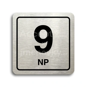 Piktogram "9 nadzemní podlaží" - stříbrná tabulka - černý tisk