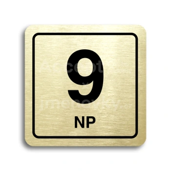 Piktogram "9 nadzemní podlaží" - zlatá tabulka - černý tisk