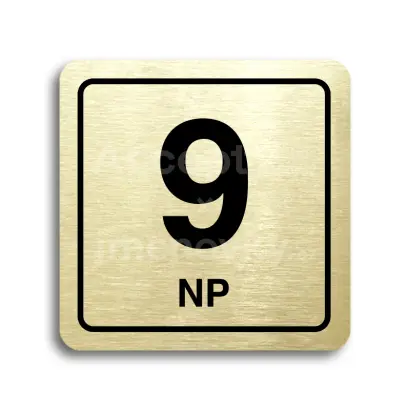 Piktogram "9 nadzemní podlaží" - zlatá tabulka - černý tisk