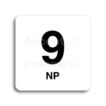 Piktogram "9 nadzemní podlaží" - bílá tabulka - černý tisk bez rámečku