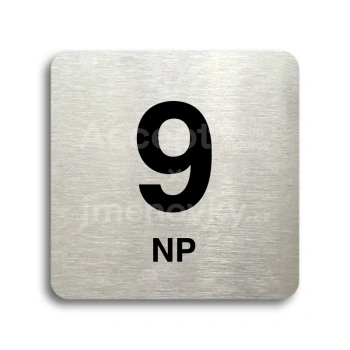 Piktogram "9 nadzemní podlaží" - stříbrná tabulka - černý tisk bez rámečku