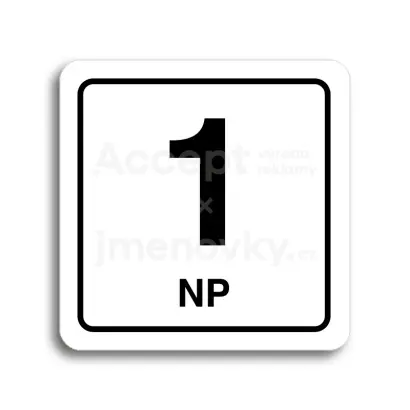 Piktogram "1 nadzemní podlaží" - bílá tabulka - černý tisk