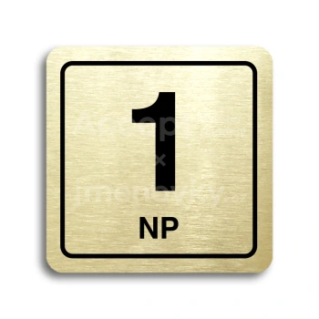 Piktogram "1 nadzemní podlaží" - zlatá tabulka - černý tisk