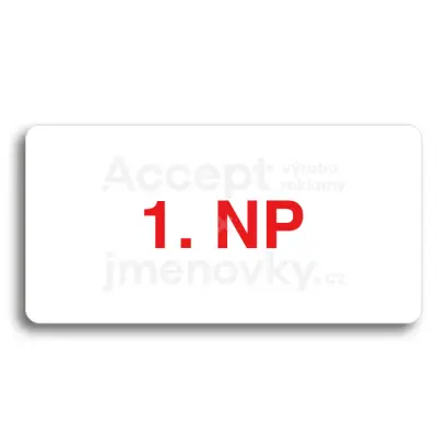 Piktogram "1. NADZEMNÍ PODLAŽÍ" - bílá tabulka - barevný tisk bez rámečku
