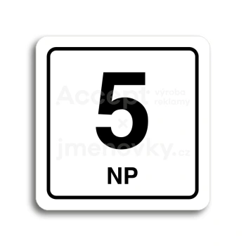 Piktogram "5 nadzemní podlaží" - bílá tabulka - černý tisk
