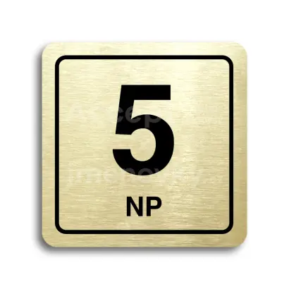 Piktogram "5 nadzemní podlaží" - zlatá tabulka - černý tisk