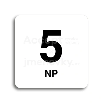 Piktogram "5 nadzemní podlaží" - bílá tabulka - černý tisk bez rámečku