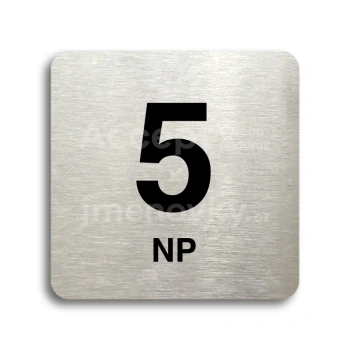 Piktogram "5 nadzemní podlaží" - stříbrná tabulka - černý tisk bez rámečku