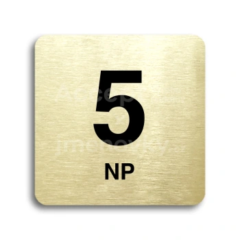 Piktogram "5 nadzemní podlaží" - zlatá tabulka - černý tisk bez rámečku