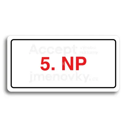 Piktogram "5. NADZEMNÍ PODLAŽÍ" - bílá tabulka - barevný tisk