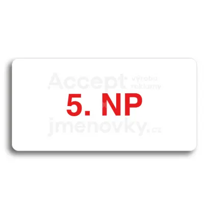 Piktogram "5. NADZEMNÍ PODLAŽÍ" - bílá tabulka - barevný tisk bez rámečku