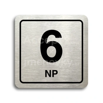 Piktogram "6 nadzemní podlaží" - stříbrná tabulka - černý tisk