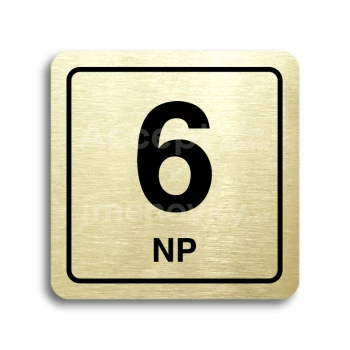 Piktogram "6 nadzemní podlaží" - zlatá tabulka - černý tisk