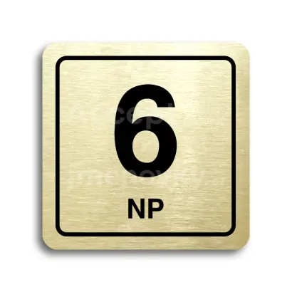 Piktogram "6 nadzemní podlaží" - zlatá tabulka - černý tisk