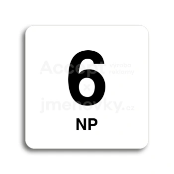 Piktogram "6 nadzemní podlaží" - bílá tabulka - černý tisk bez rámečku