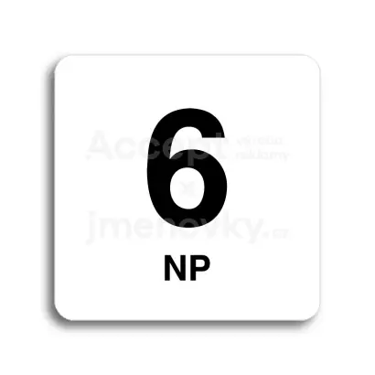 Piktogram "6 nadzemní podlaží" - bílá tabulka - černý tisk bez rámečku