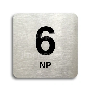 Piktogram "6 nadzemní podlaží" - stříbrná tabulka - černý tisk bez rámečku