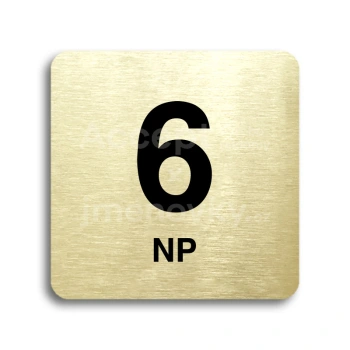 Piktogram "6 nadzemní podlaží" - zlatá tabulka - černý tisk bez rámečku