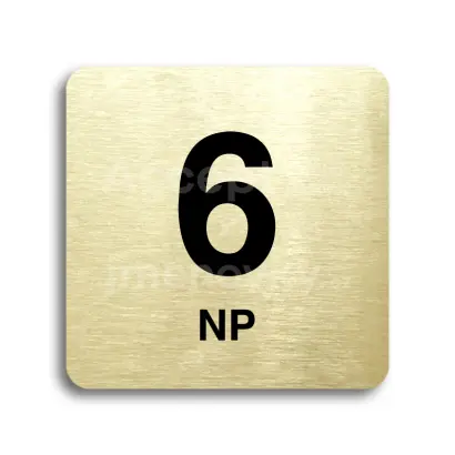 Piktogram "6 nadzemní podlaží" - zlatá tabulka - černý tisk bez rámečku