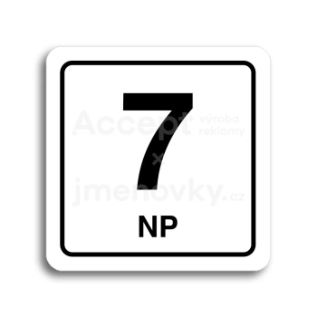 Piktogram "7 nadzemní podlaží" - bílá tabulka - černý tisk