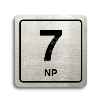 Piktogram "7 nadzemní podlaží" - stříbrná tabulka - černý tisk