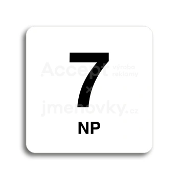 Piktogram "7 nadzemní podlaží" - bílá tabulka - černý tisk bez rámečku