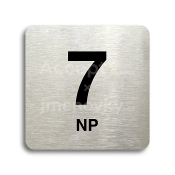 Piktogram "7 nadzemní podlaží" - stříbrná tabulka - černý tisk bez rámečku