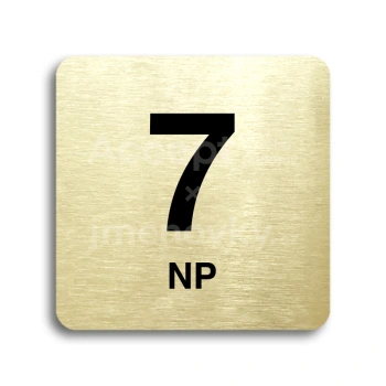 Piktogram "7 nadzemní podlaží" - zlatá tabulka - černý tisk bez rámečku