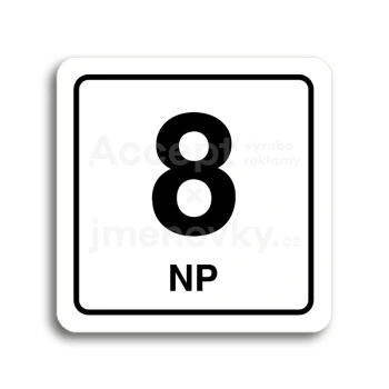 Piktogram "8 nadzemní podlaží" - bílá tabulka - černý tisk