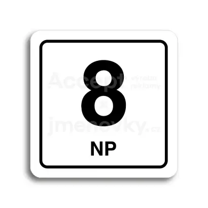 Piktogram "8 nadzemní podlaží" - bílá tabulka - černý tisk