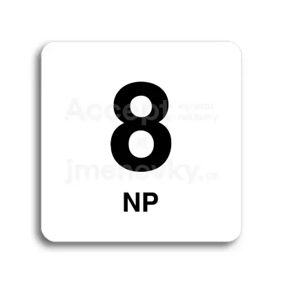 Piktogram "8 nadzemní podlaží" - bílá tabulka - černý tisk bez rámečku
