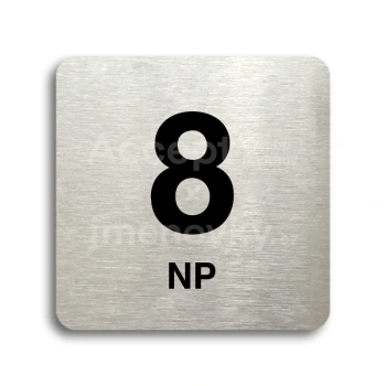 Piktogram "8 nadzemní podlaží" - stříbrná tabulka - černý tisk bez rámečku